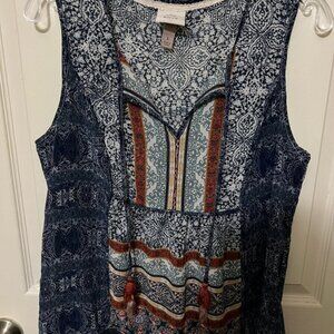 Knox Rose Blue and Red Patterned Sleeveless Top